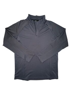UNRL Men’s Small Gray Black Square Grid Quarter Zip Pullover